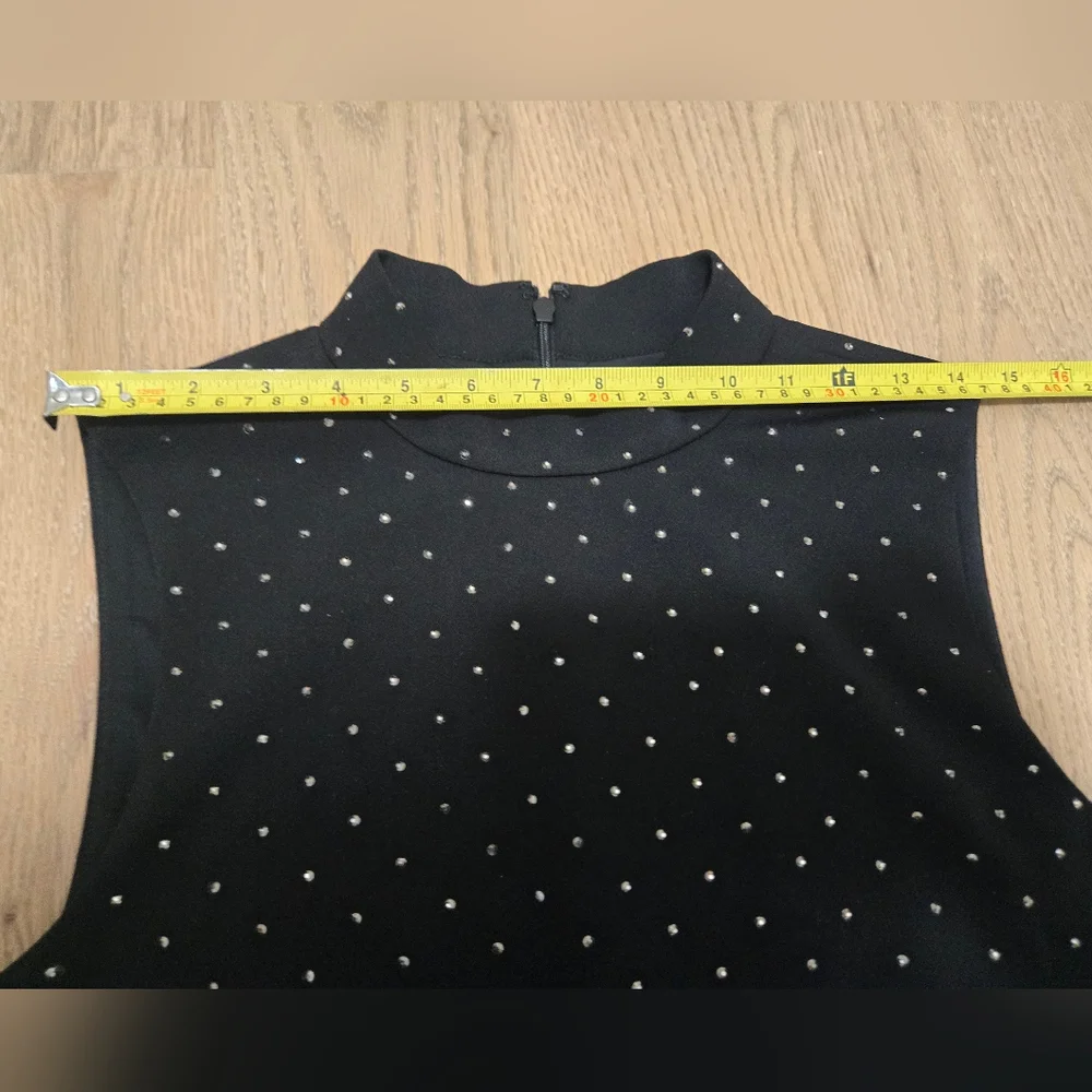 Black Rhinestone Embellished Sleeveless Sheath Dress - Picture 7 of 12